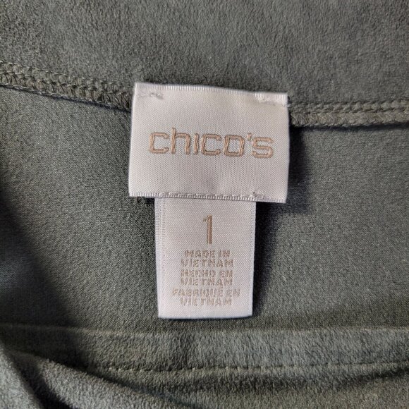 Chico’s Womens‎ Lace Up Tunic Top 1 (M/8) Green Casual Everyday Stretch Vibe - Picture 2 of 10